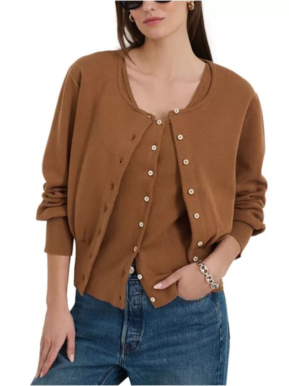 Alex Mill Women's Brown Knit Button-Front Tank & Cardigan Size L - Picture 12 of 14